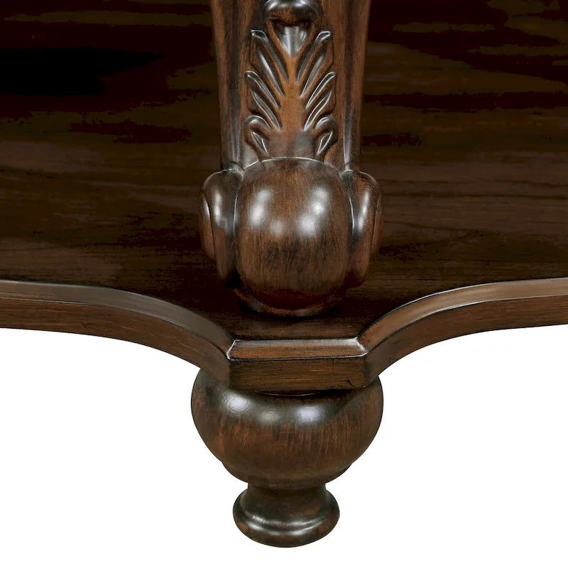 22 Retro Round End Table,Solid Wood Sofa Side Table with Shelf,Living Room Corner Table Easy Assemble