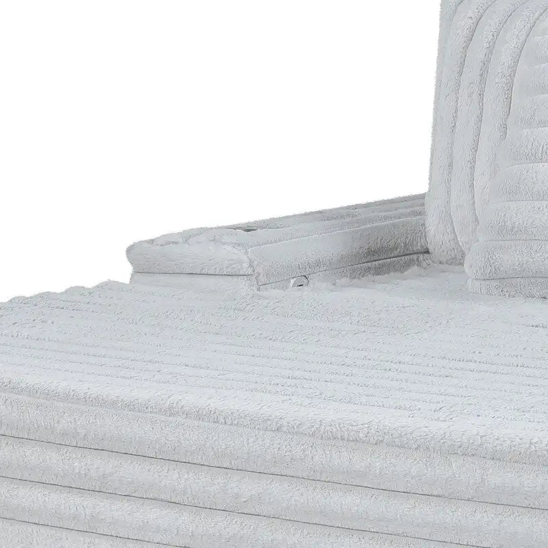 67W Corduroy Oversized Sofa Chaise Lounge Chair with Cupholders and USB Charging Port