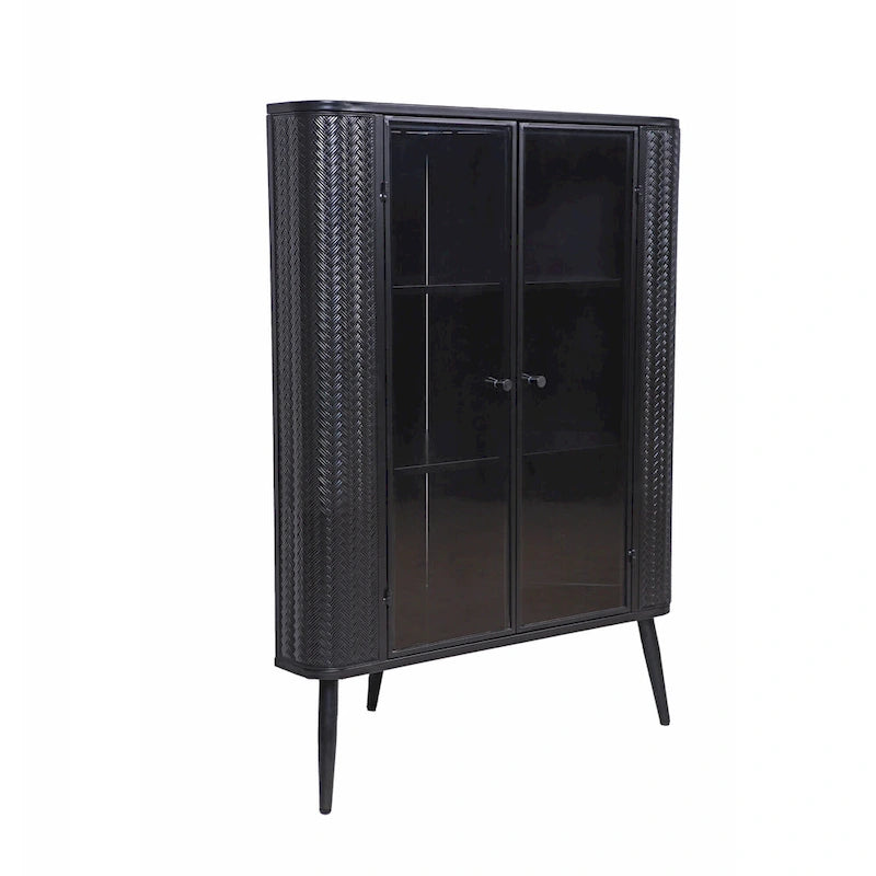 Modern 3-Tier Corner Storage Cabinet with Tempered Glass Doors, Shelves & Metal Frame - Freestanding Space-Saving Organizer