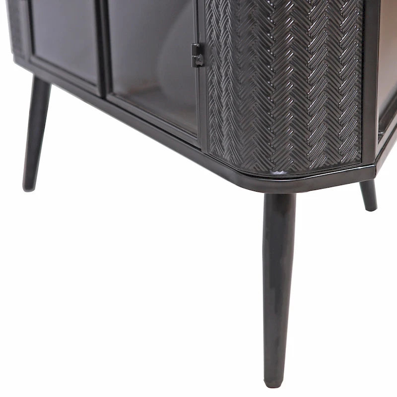 Modern 3-Tier Corner Storage Cabinet with Tempered Glass Doors, Shelves & Metal Frame - Freestanding Space-Saving Organizer