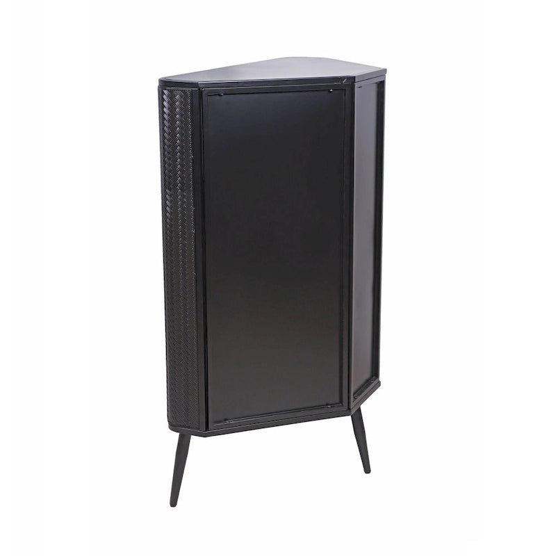 Modern 3-Tier Corner Storage Cabinet with Tempered Glass Doors, Shelves & Metal Frame - Freestanding Space-Saving Organizer