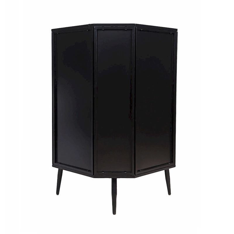 Modern 3-Tier Corner Storage Cabinet with Tempered Glass Doors, Shelves & Metal Frame - Freestanding Space-Saving Organizer