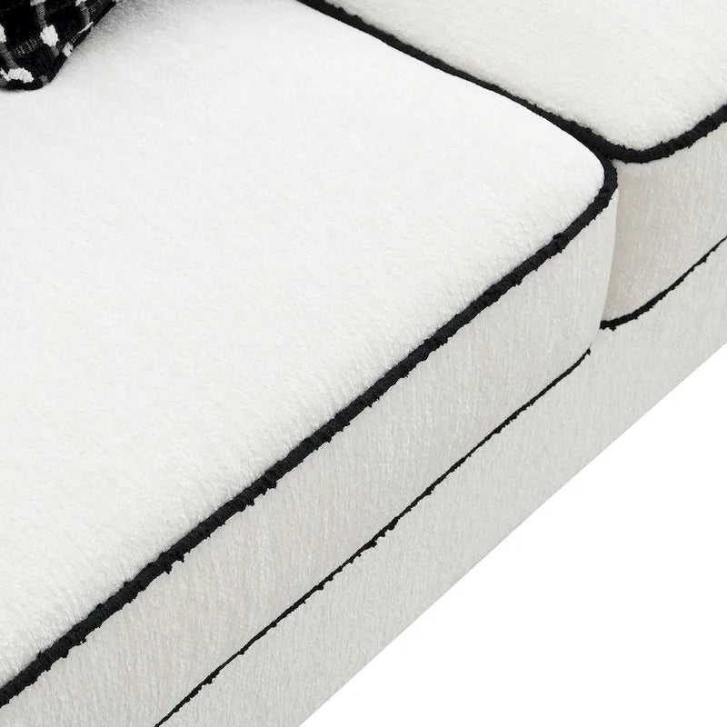 Modern White Loveseat with Accent Pillows