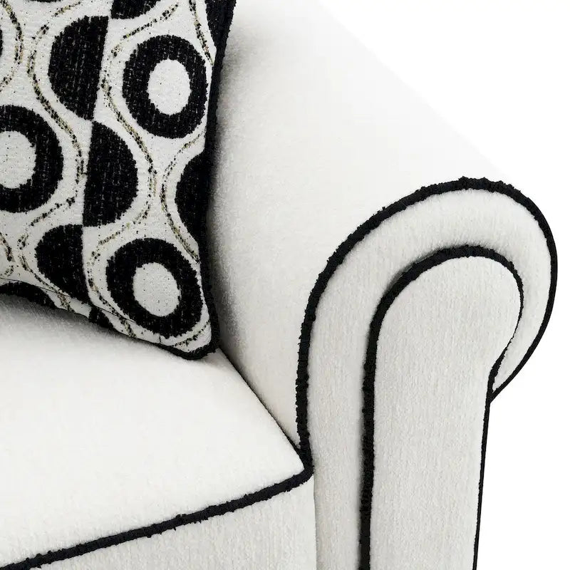 Modern White Loveseat with Accent Pillows