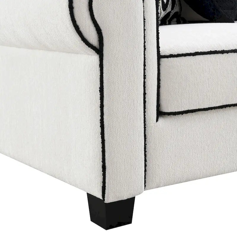 Modern White Loveseat with Accent Pillows