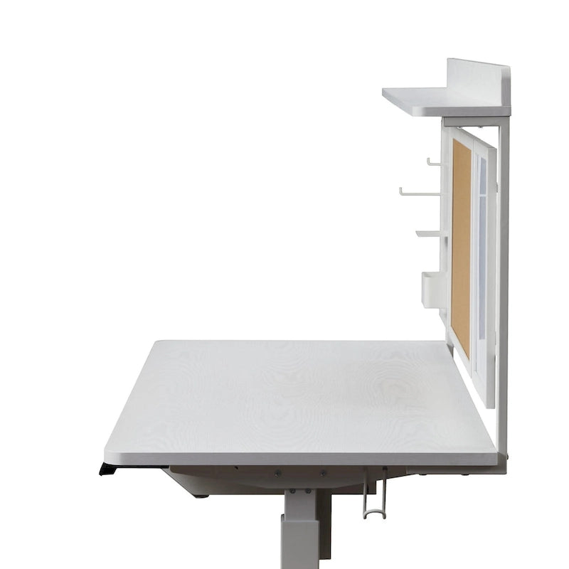 55 White Electric Standing Desk w/Drawer & Backboard Height Adjustable Sit Stand Workstation for Home Office