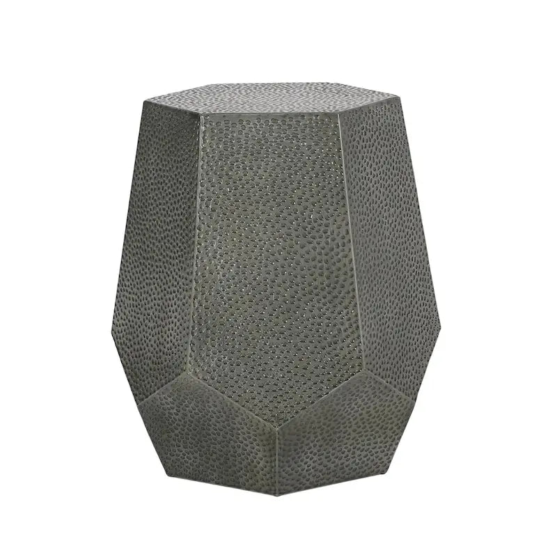 Hammered Iron Geometric Side Table by