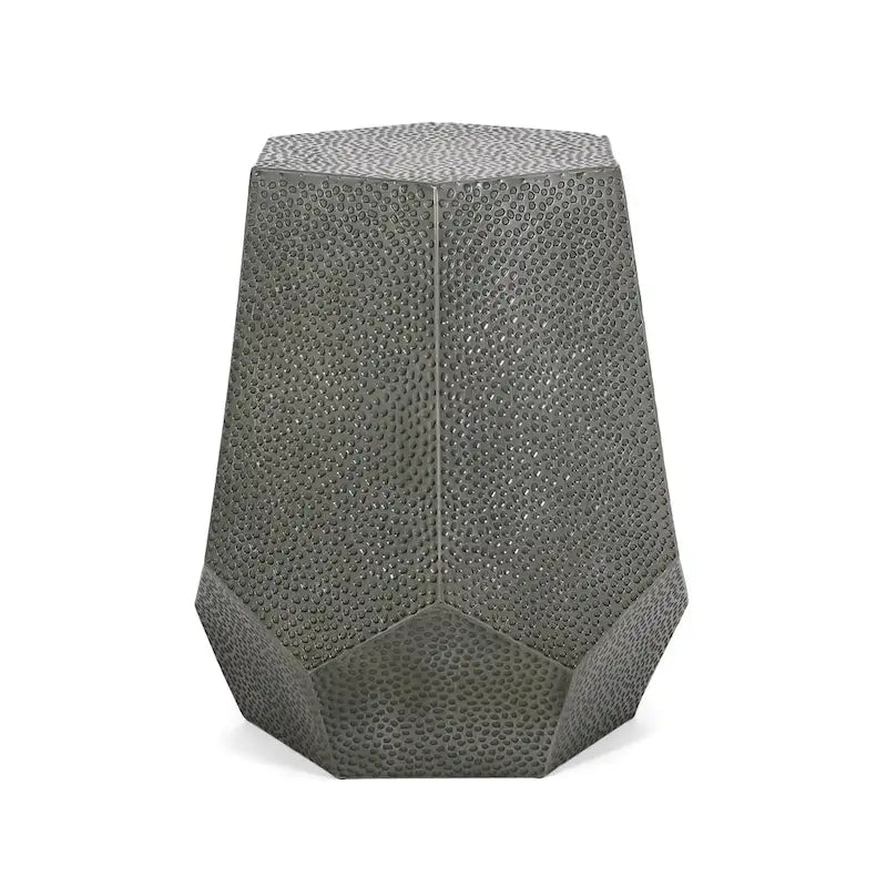 Hammered Iron Geometric Side Table by