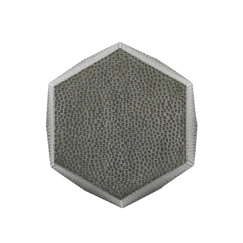 Hammered Iron Geometric Side Table by