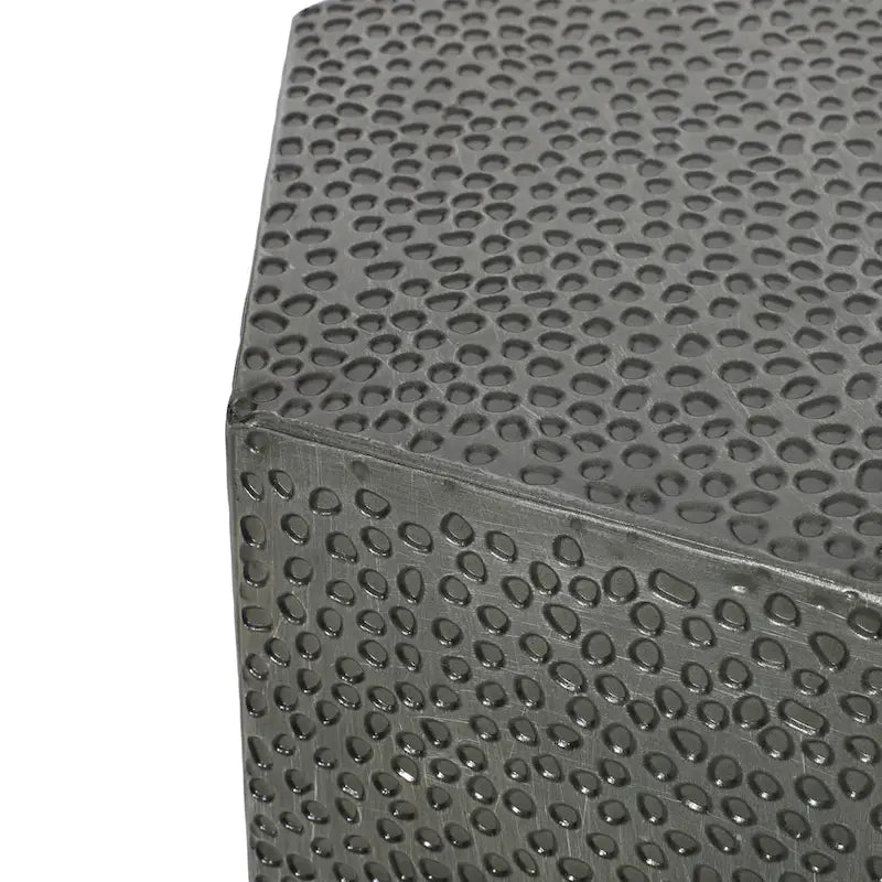 Hammered Iron Geometric Side Table by