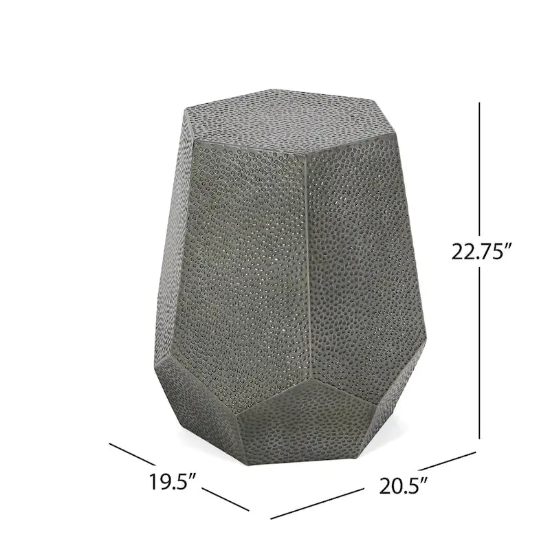 Hammered Iron Geometric Side Table by