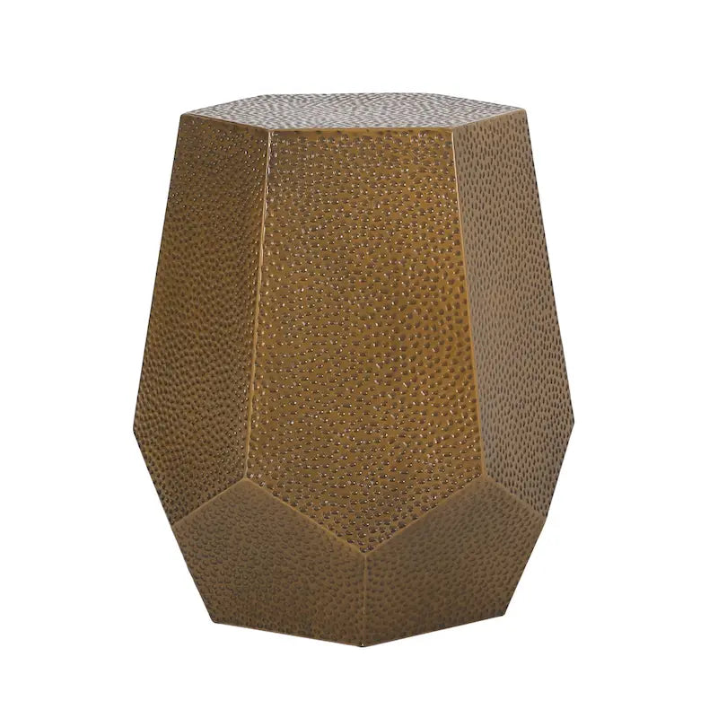 Hammered Iron Geometric Side Table by
