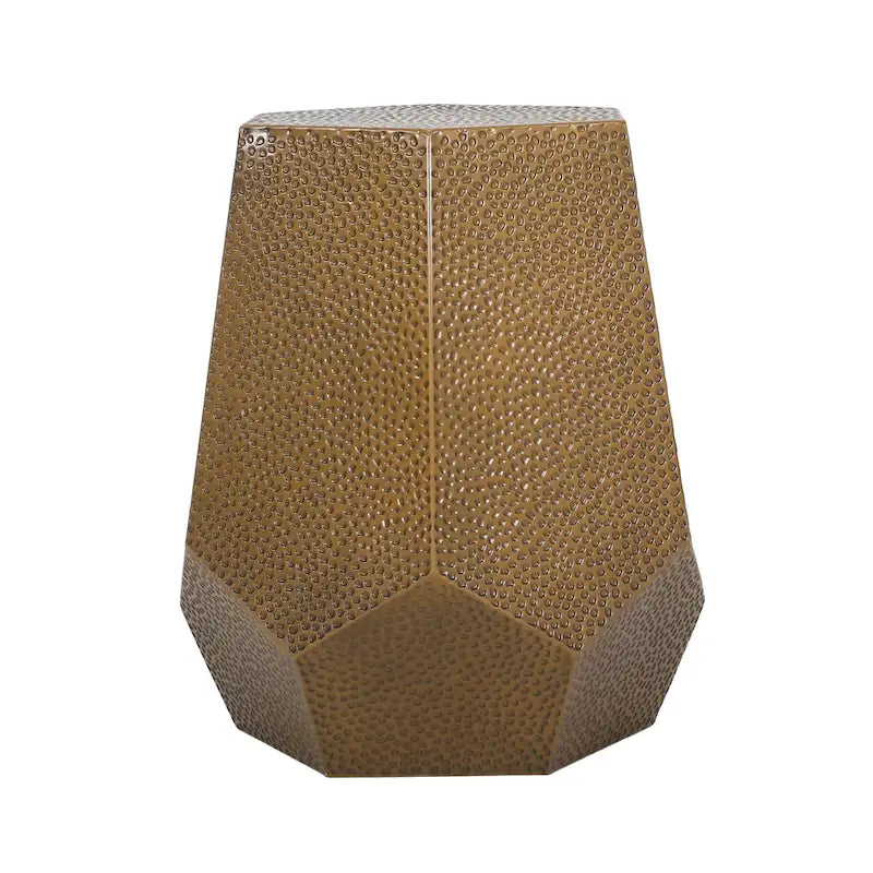 Hammered Iron Geometric Side Table by