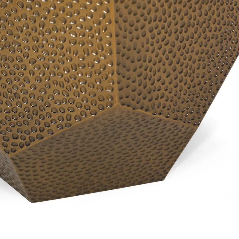 Hammered Iron Geometric Side Table by
