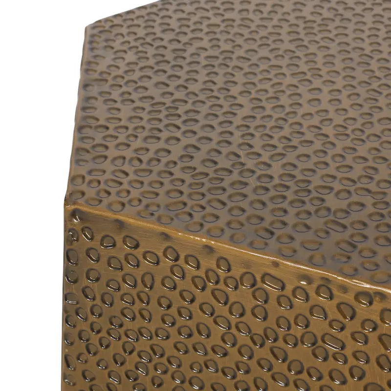 Hammered Iron Geometric Side Table by