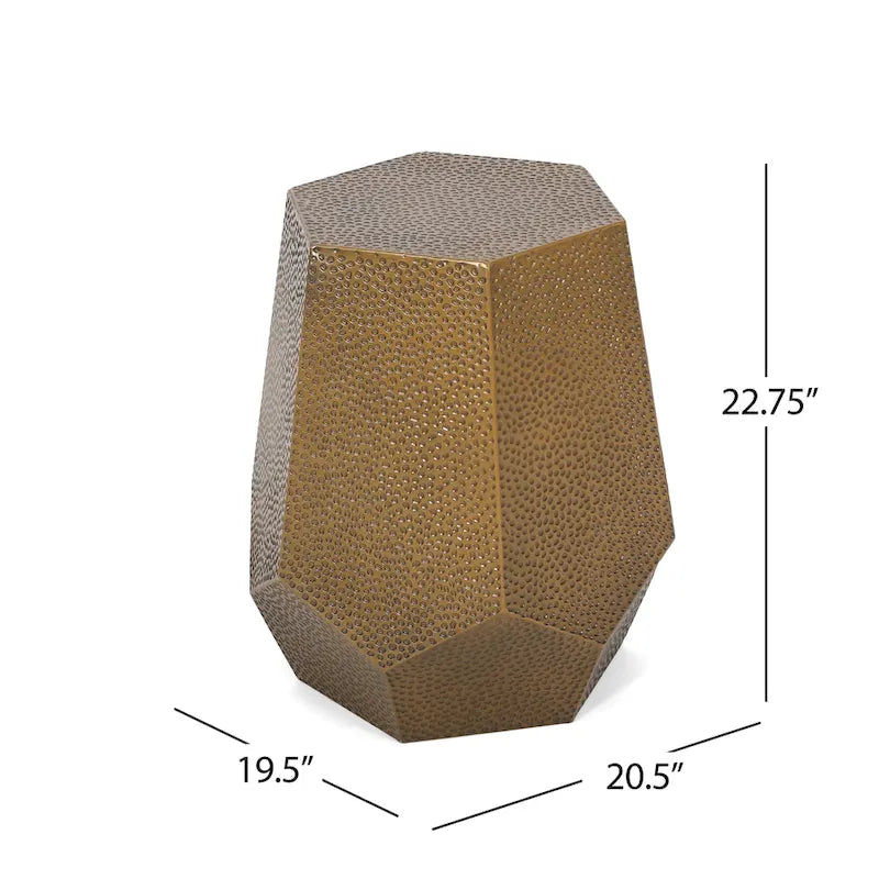 Hammered Iron Geometric Side Table by