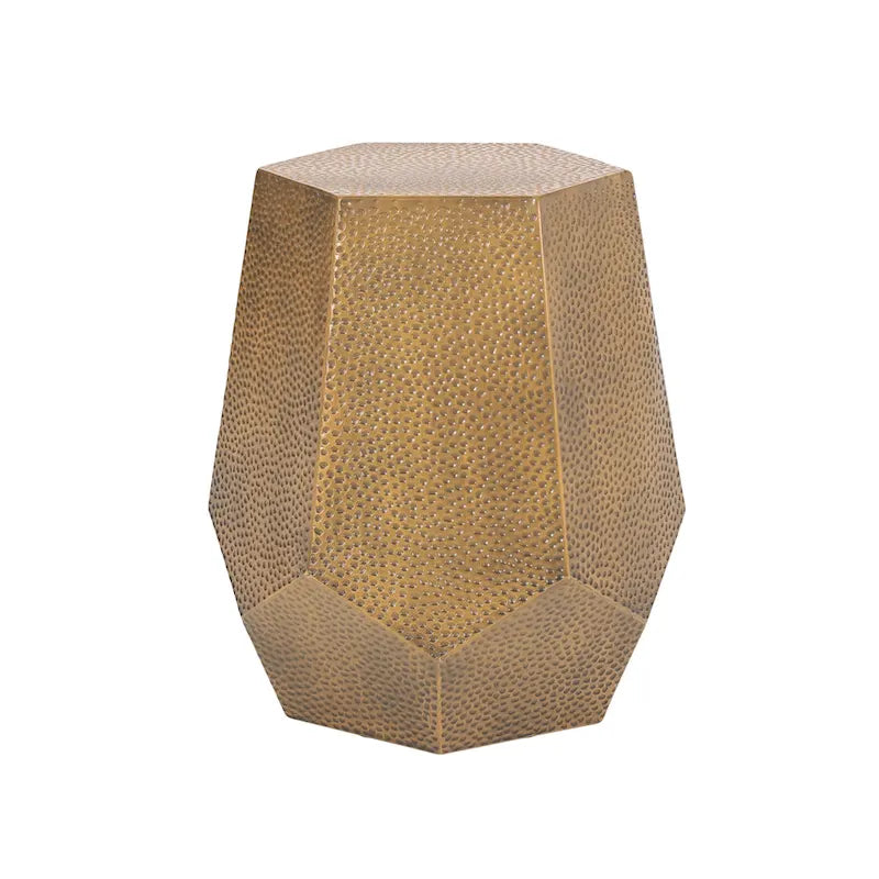 Hammered Iron Geometric Side Table by