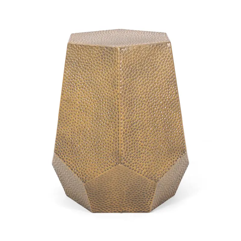 Hammered Iron Geometric Side Table by