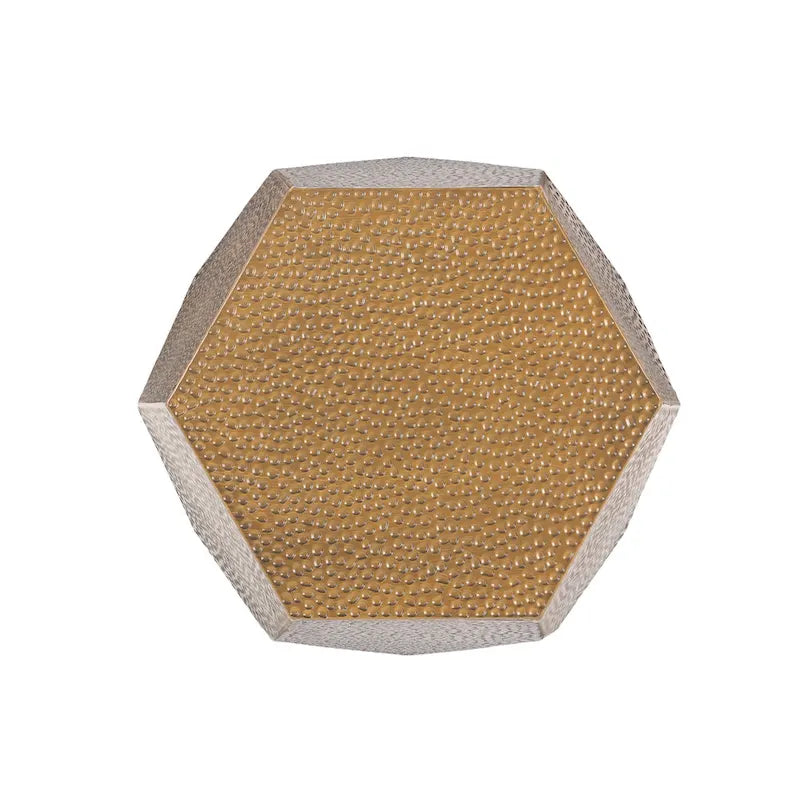 Hammered Iron Geometric Side Table by