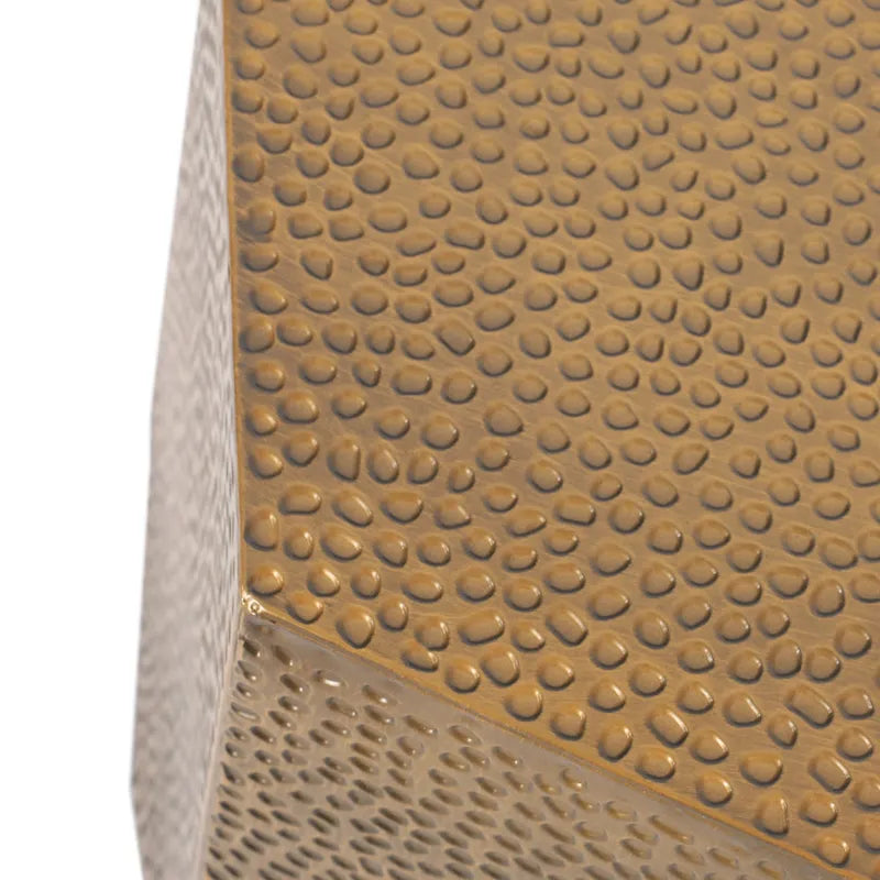 Hammered Iron Geometric Side Table by