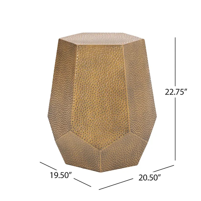 Hammered Iron Geometric Side Table by