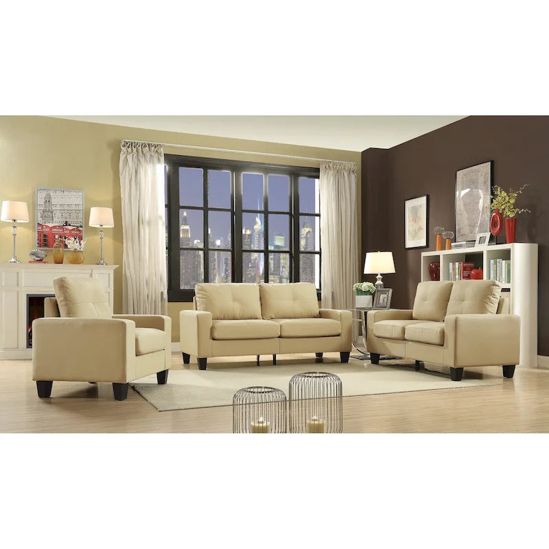 58 in. W Flared Arm Faux Leather Straight Sofa - 32L x 58W x 36H