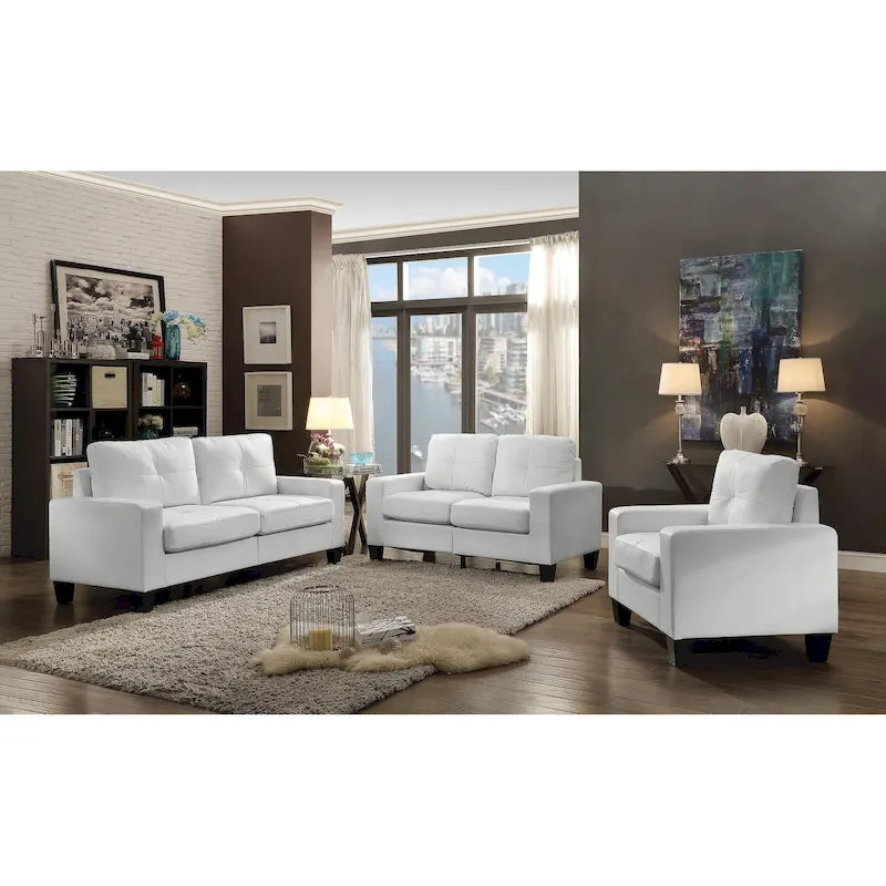 58 in. W Flared Arm Faux Leather Straight Sofa - 32L x 58W x 36H
