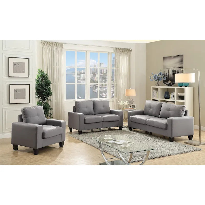 58 in. W Flared Arm Faux Leather Straight Sofa - 32L x 58W x 36H