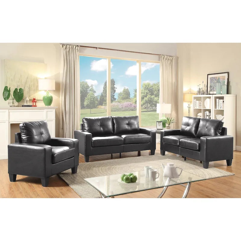 58 in. W Flared Arm Faux Leather Straight Sofa - 32L x 58W x 36H