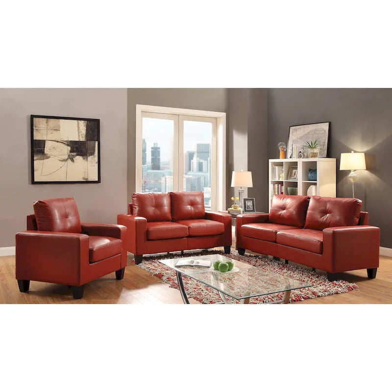 58 in. W Flared Arm Faux Leather Straight Sofa - 32L x 58W x 36H