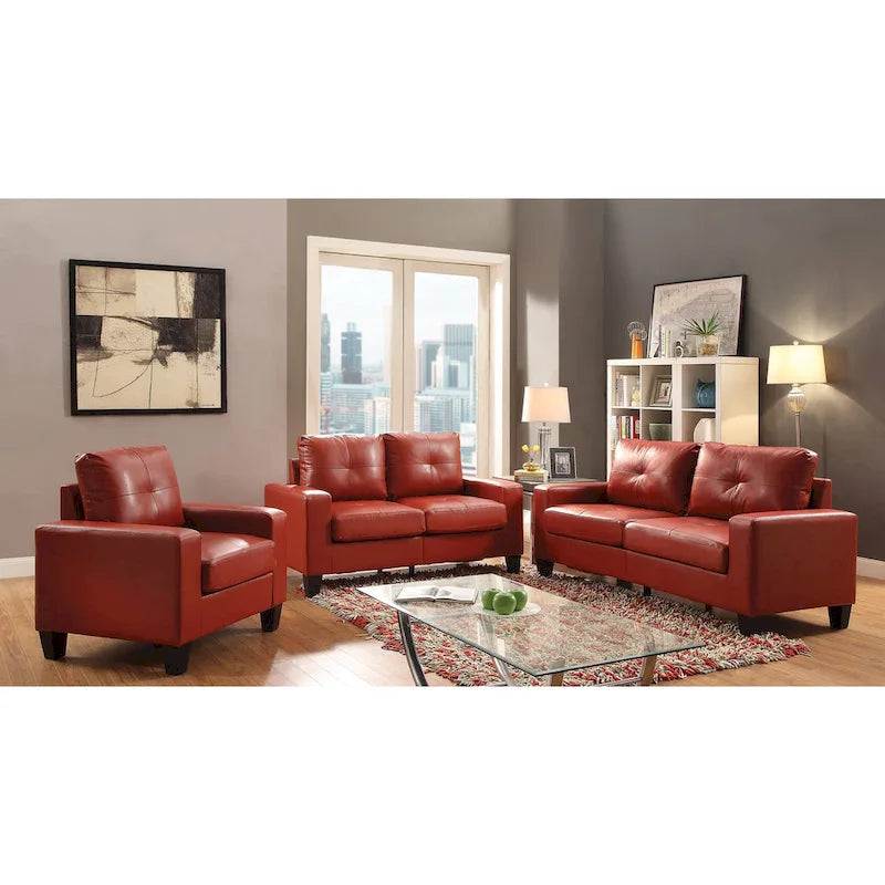 58 in. W Flared Arm Faux Leather Straight Sofa - 32L x 58W x 36H