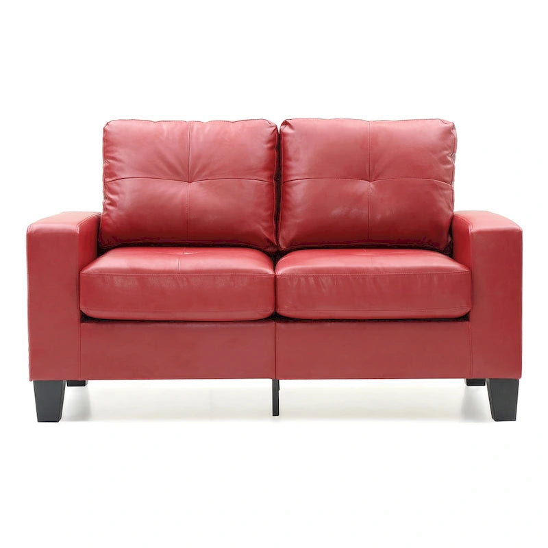 58 in. W Flared Arm Faux Leather Straight Sofa - 32L x 58W x 36H