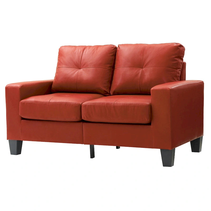 58 in. W Flared Arm Faux Leather Straight Sofa - 32L x 58W x 36H