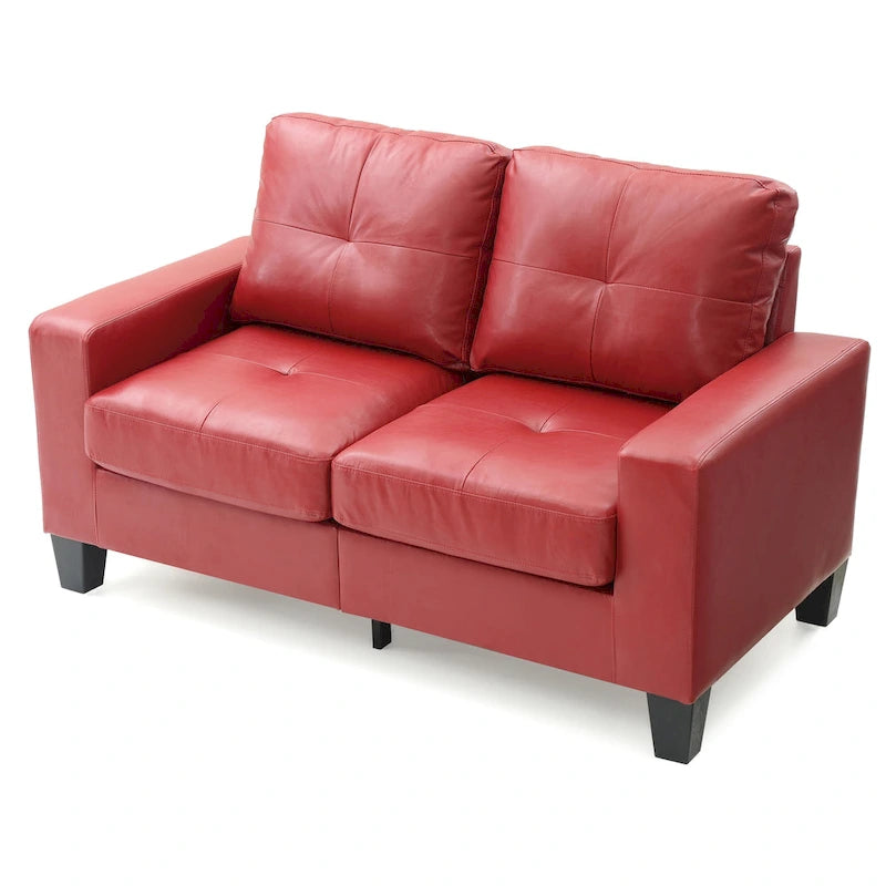 58 in. W Flared Arm Faux Leather Straight Sofa - 32L x 58W x 36H
