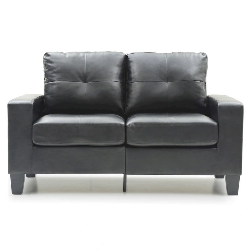 58 in. W Flared Arm Faux Leather Straight Sofa - 32L x 58W x 36H