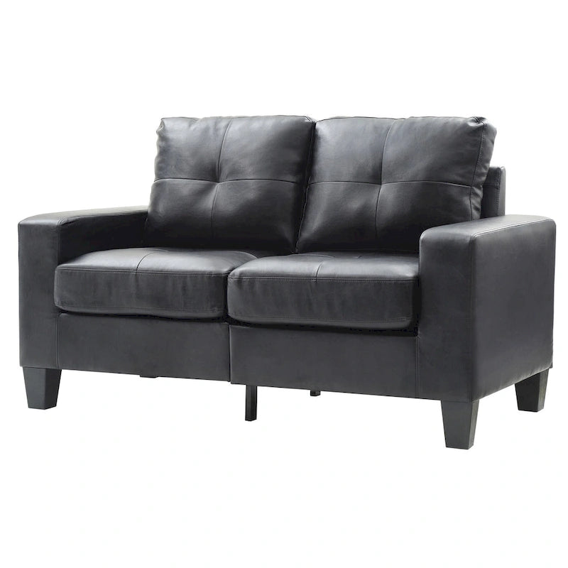 58 in. W Flared Arm Faux Leather Straight Sofa - 32L x 58W x 36H