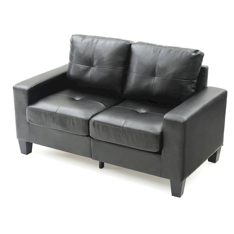 58 in. W Flared Arm Faux Leather Straight Sofa - 32L x 58W x 36H