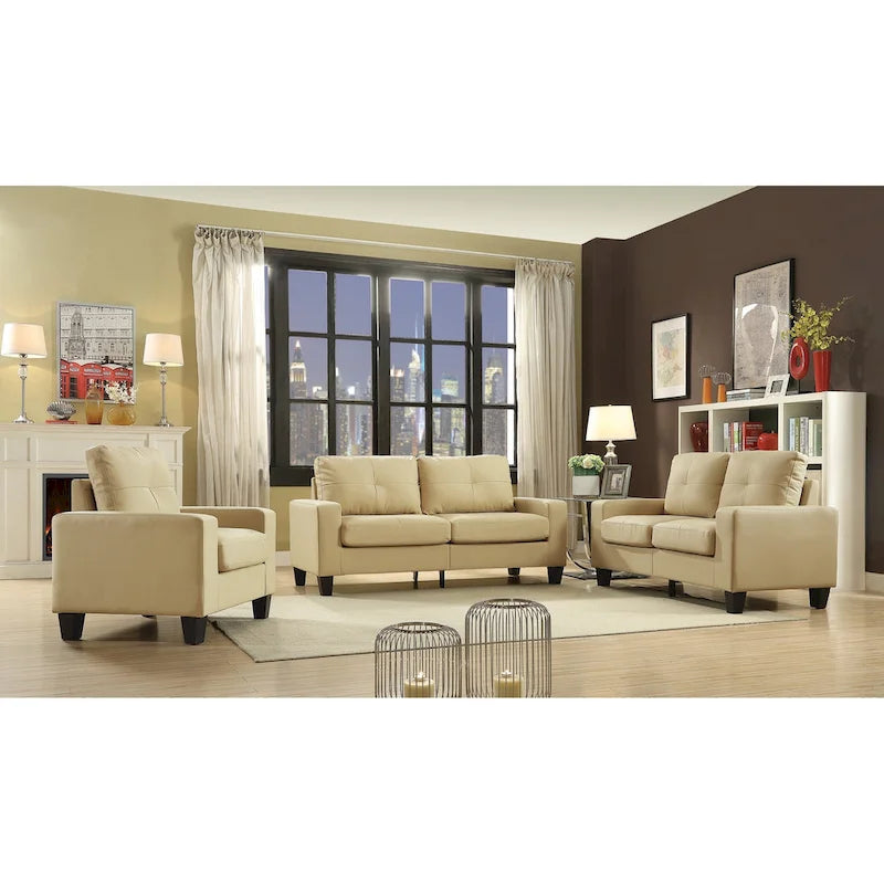 58 in. W Flared Arm Faux Leather Straight Sofa - 32L x 58W x 36H