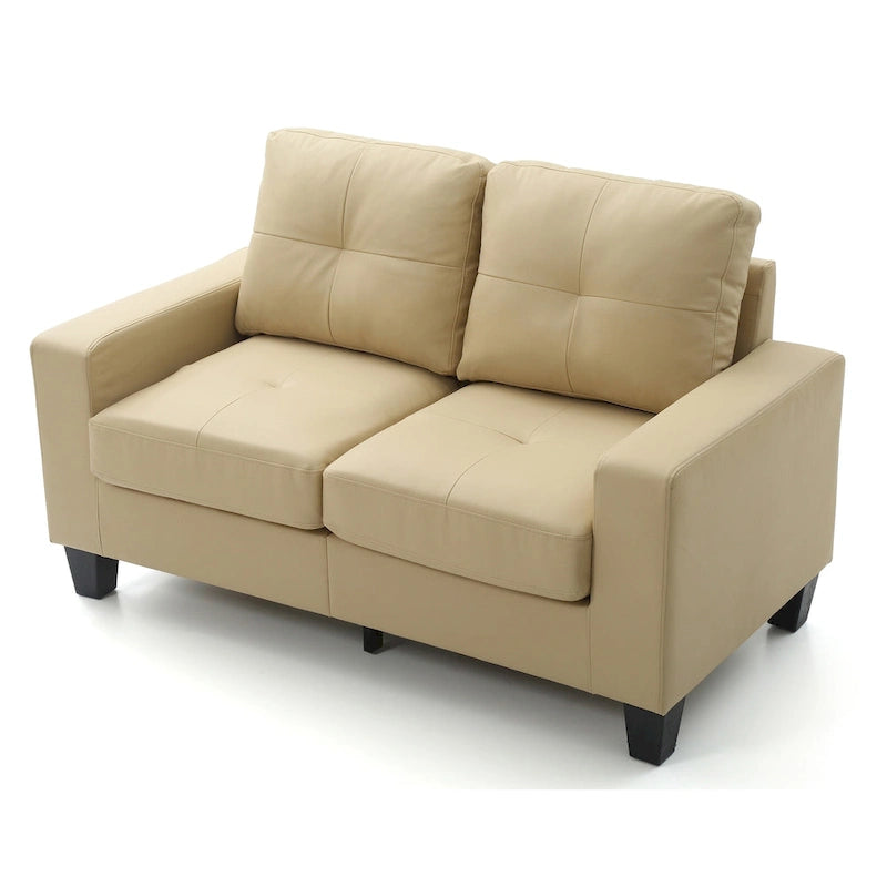 58 in. W Flared Arm Faux Leather Straight Sofa - 32L x 58W x 36H