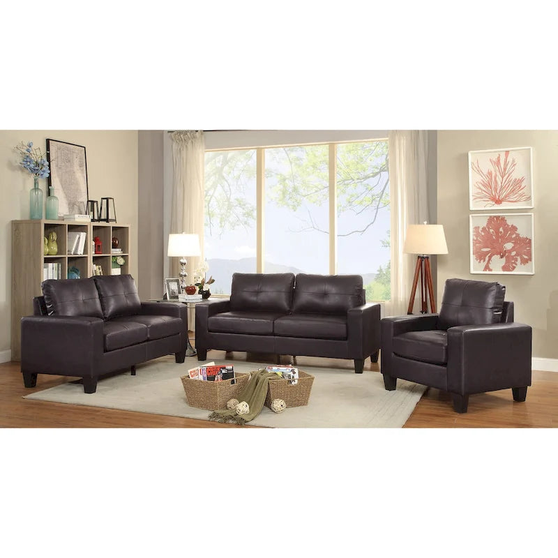 58 in. W Flared Arm Faux Leather Straight Sofa - 32L x 58W x 36H