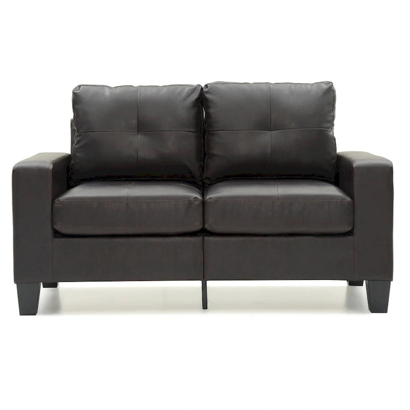 58 in. W Flared Arm Faux Leather Straight Sofa - 32L x 58W x 36H