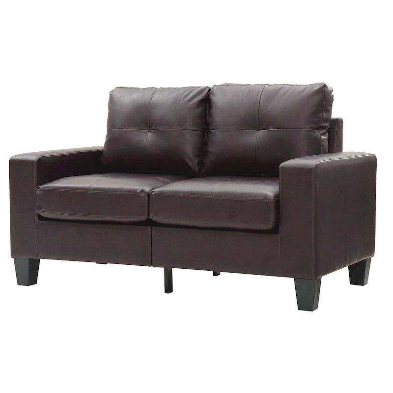 58 in. W Flared Arm Faux Leather Straight Sofa - 32L x 58W x 36H