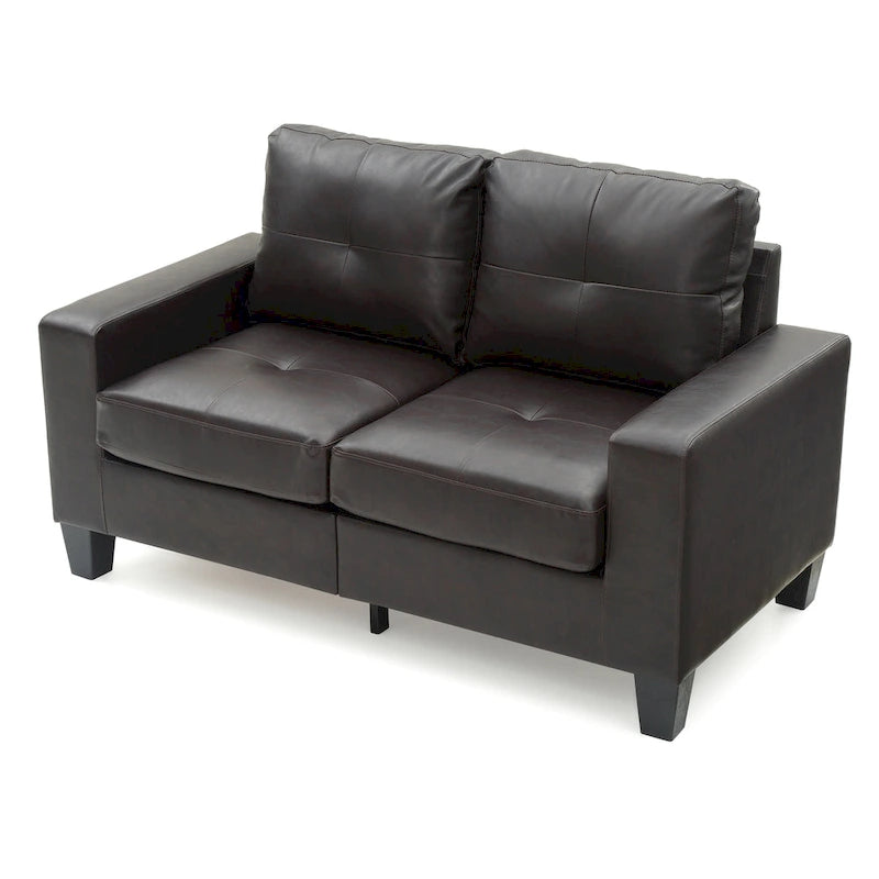 58 in. W Flared Arm Faux Leather Straight Sofa - 32L x 58W x 36H