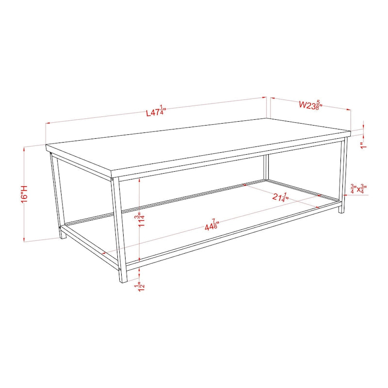 47-inch Wood 1-Shelf Coffee Table by