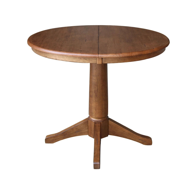 36 Round Solid Wood Extension Dining Table with 2 Dining Chairs
