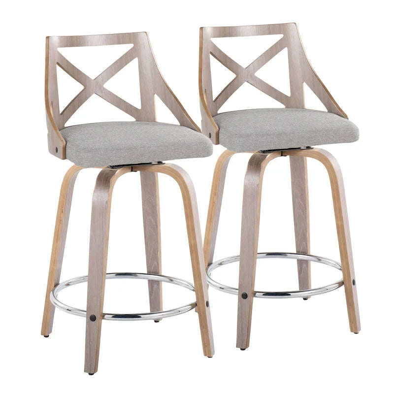 The 24 Fixed-Height Counter Stool with Bent Wood Legs (Set of 2)