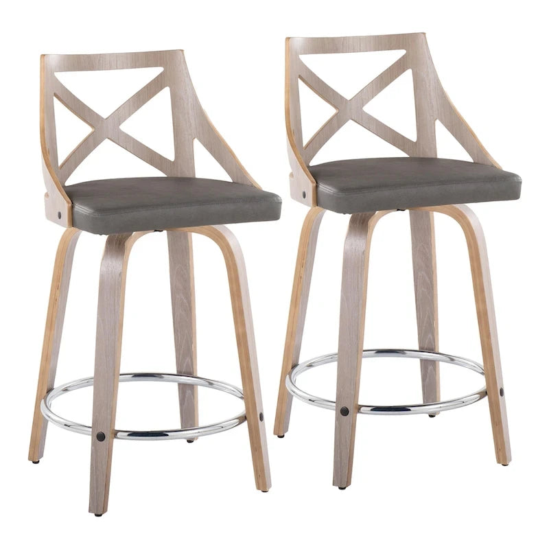 The 24 Fixed-Height Counter Stool with Bent Wood Legs (Set of 2)