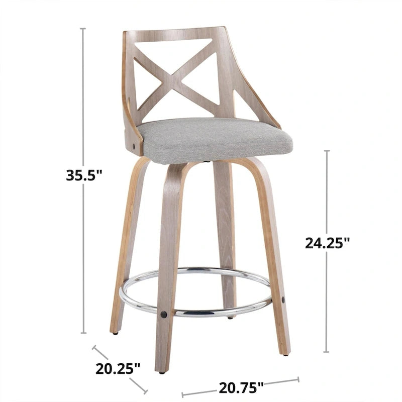 The 24 Fixed-Height Counter Stool with Bent Wood Legs (Set of 2)