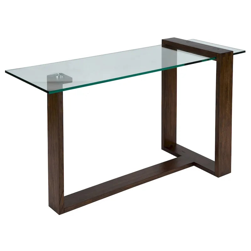Modern Acorn Wood and Glass Entryway Sofa Table