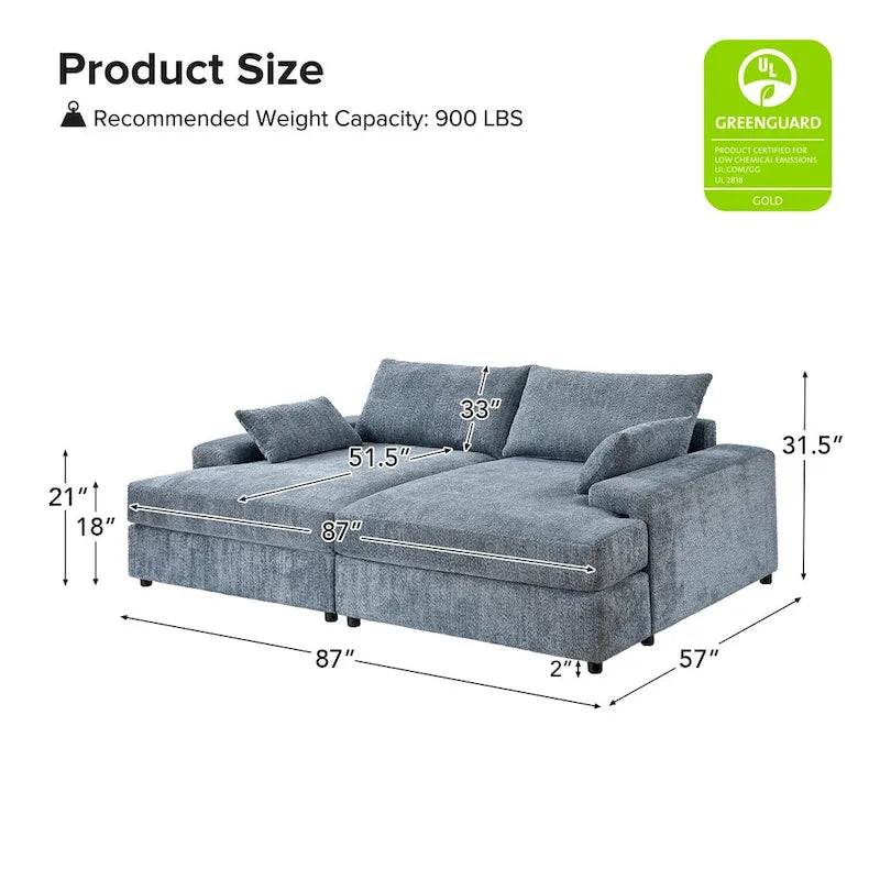 Oversize 57 Deep Square Arm Sofa